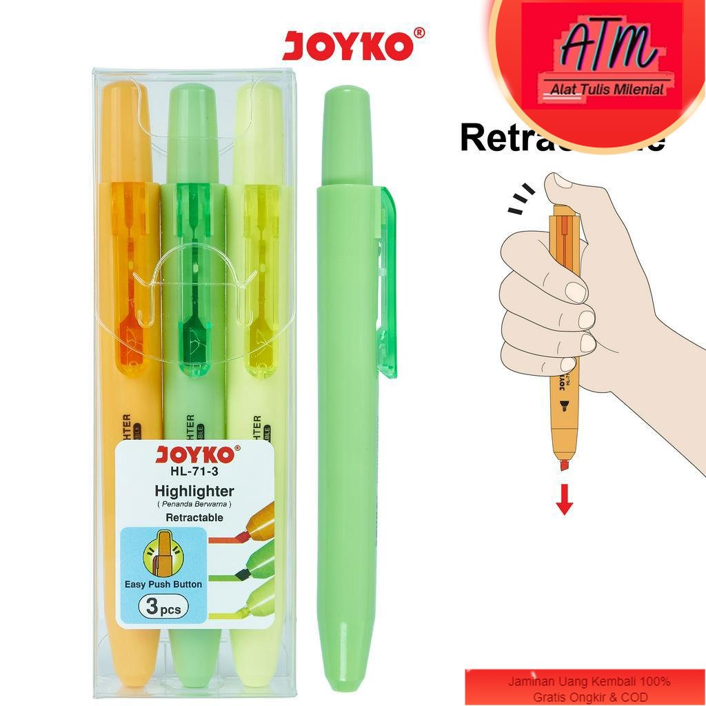 

Highlighter Penanda Joyko HL-71-3 1 Set 3 Pcs Warna