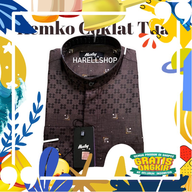Kemko Harley / kemeja koko harley warna coklat tua/ Pink Coklat Maron khaki ungu