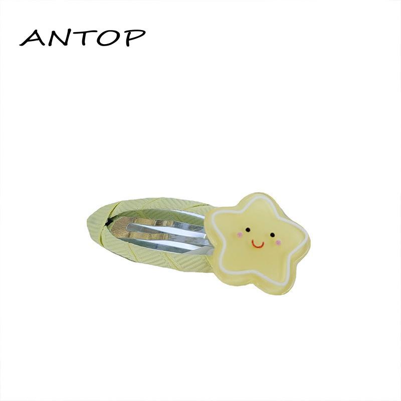 【antop】Creamy Star Oval Wrap Cloth Simple Lovely Jepitan Rambut Gadis Bang Hairpin