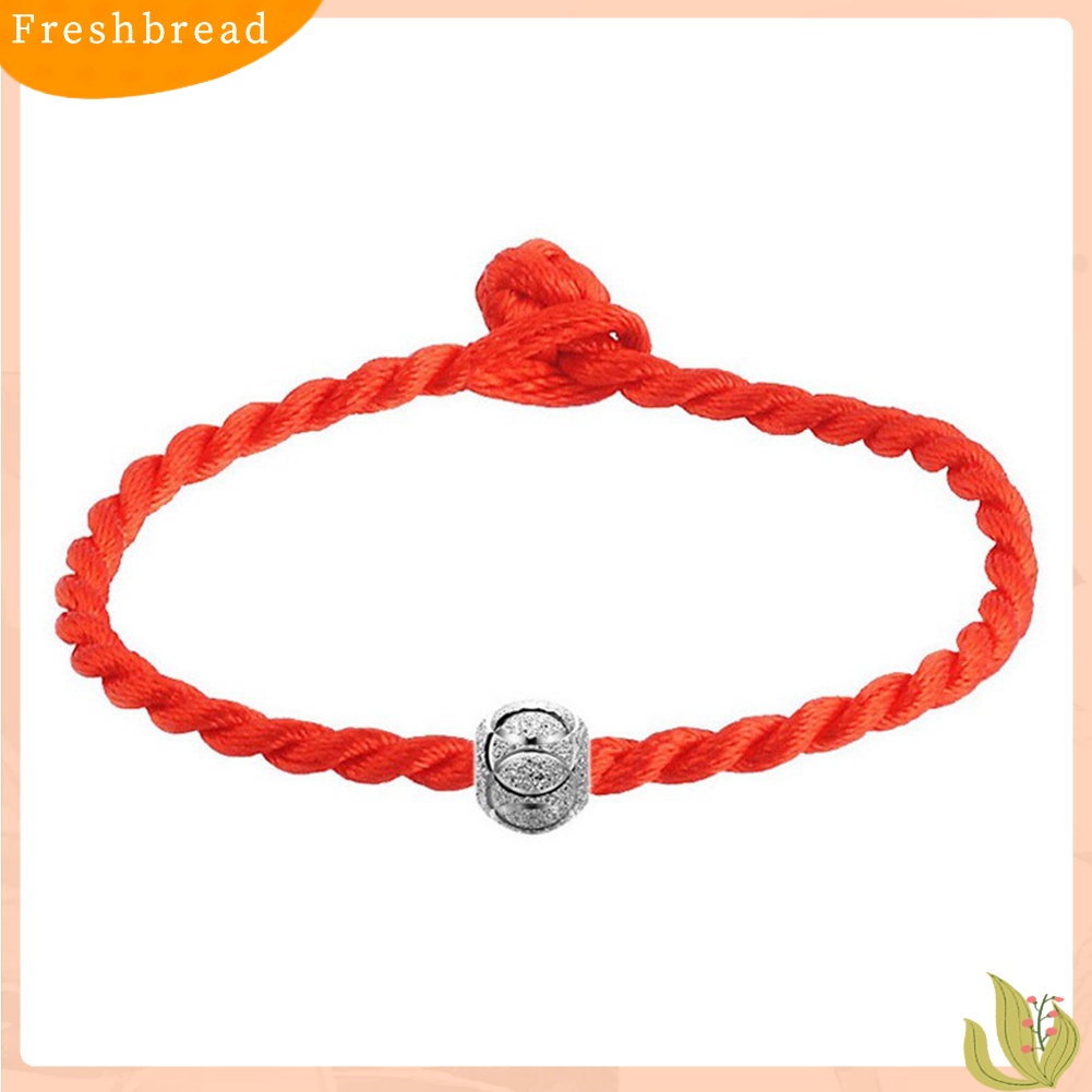 &lt; Freshbread &gt; Etnik Perak Berlapis Manik Dikepang Gelang Tali Merah Unisex Beruntung Dekorasi Pergelangan Tangan