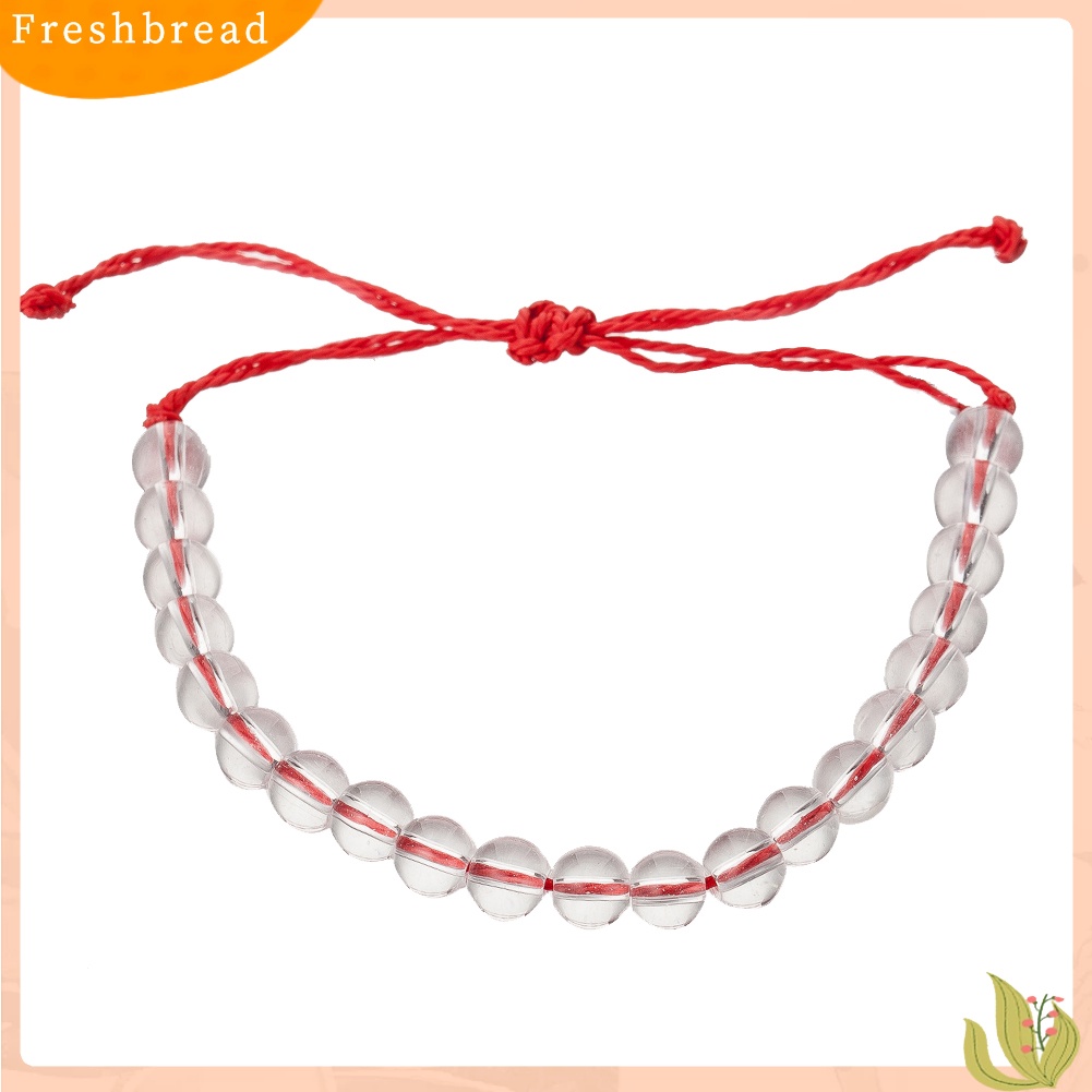 &lt; Freshbread &gt; Gelang Tali Tenun Manik-Manik Transparan Unisex Adjustable Handmade Bangle Gift