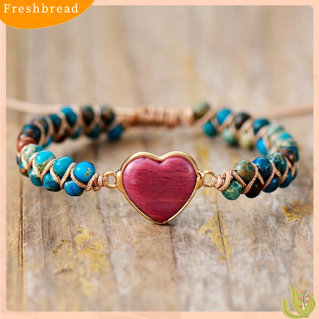 &lt; Freshbread &gt; Gelang Manik-Manik Adjustable Berbentuk Hati Manik-Manik Dua Lapis Buatan Tangan Hias Kepribadian Wanita Perhiasan Hadiah Gelang Tenun Untuk Kehidupan Sehari-Hari