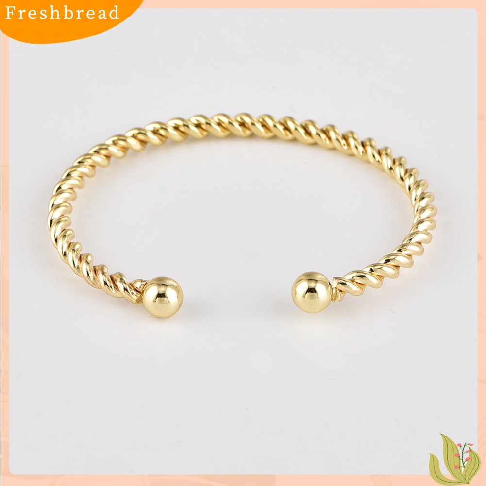 &lt; Freshbread &gt; 4Pcs/Set Wanita Fashion Bulan Memutar Terbuka Bangle Daun Berlian Imitasi Bertatahkan Gelang