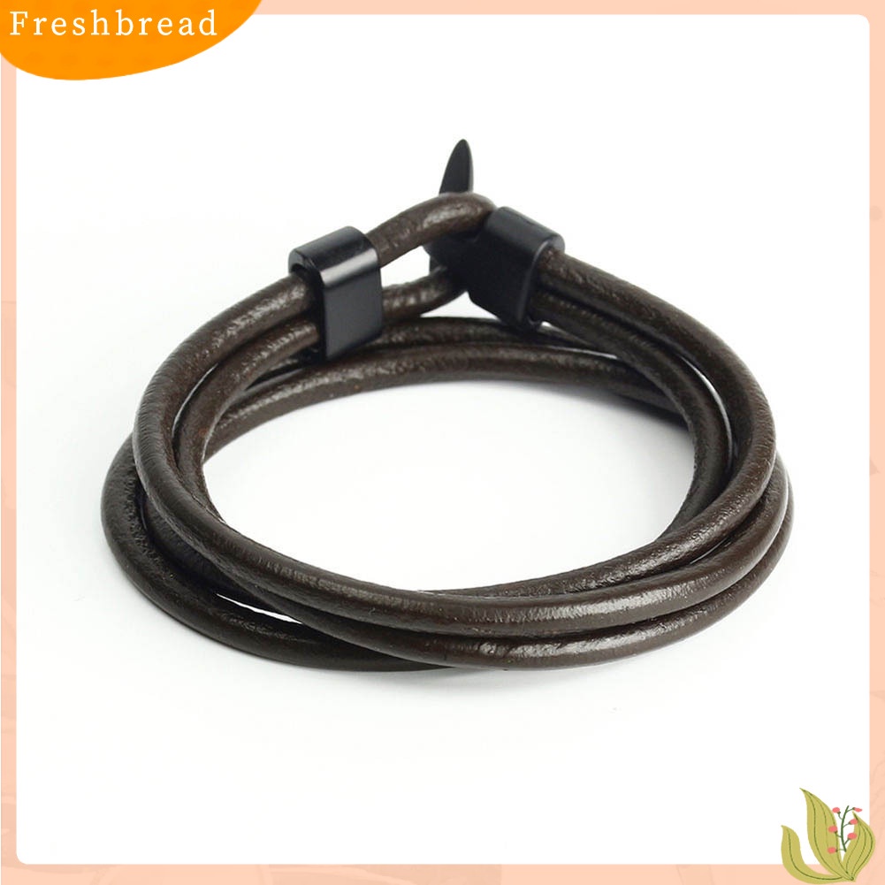 &lt; Freshbread &gt; Fashion Wanita Pria Multilayer Kulit Imitasi Punk Jangkar Gelang Bangle Hadiah