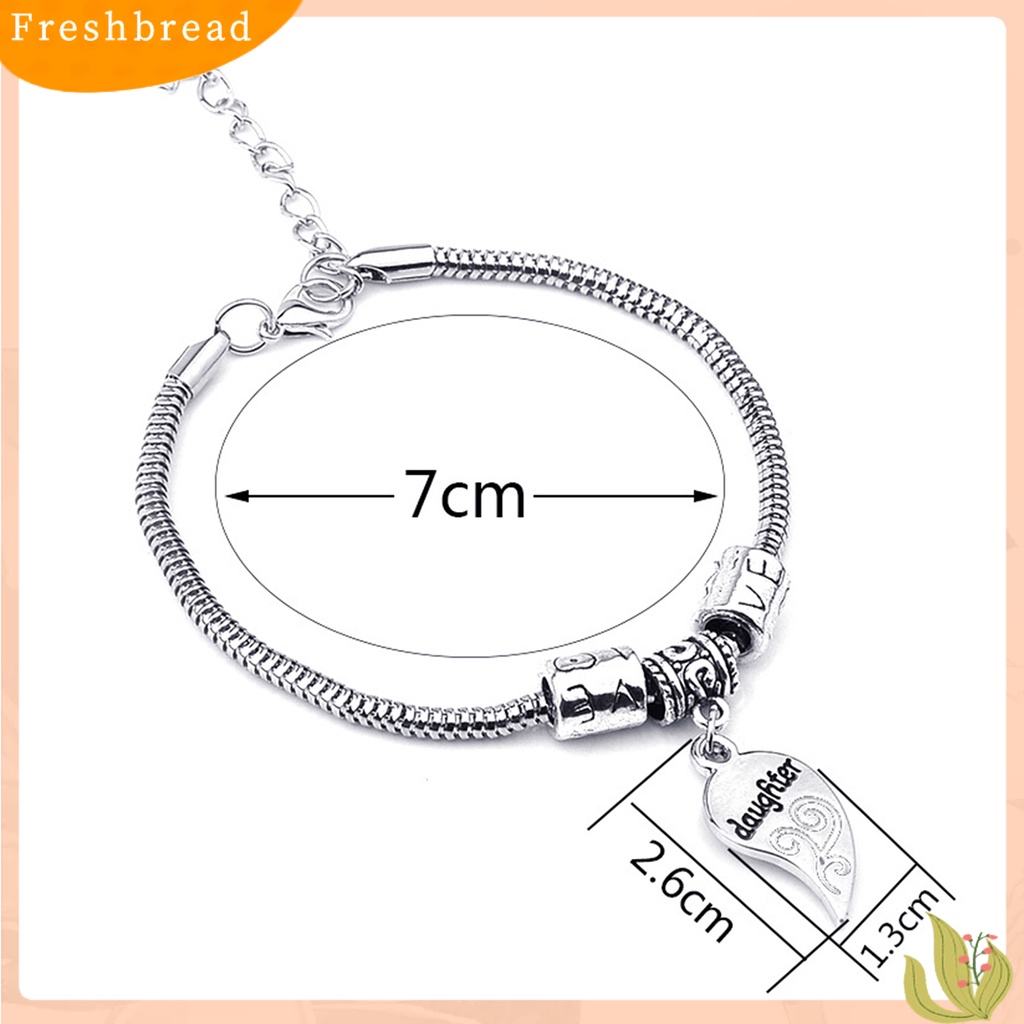 &lt; Freshbread &gt; 2pcs/Set Gelang Putri Ibu Bentuk Hati Bahan Alloy Tahan Lama Set Gelang Stainless Untuk Hadiah