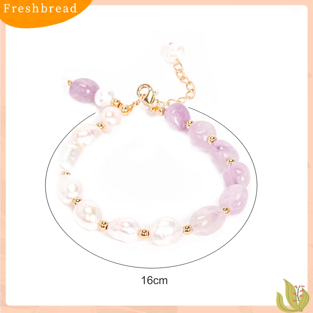 &lt; Freshbread &gt; Gelang Wanita Manik-Manik Adjustable Gaya Korea Mutiara Imitasi Amethyst Imitasi Untuk Pesta