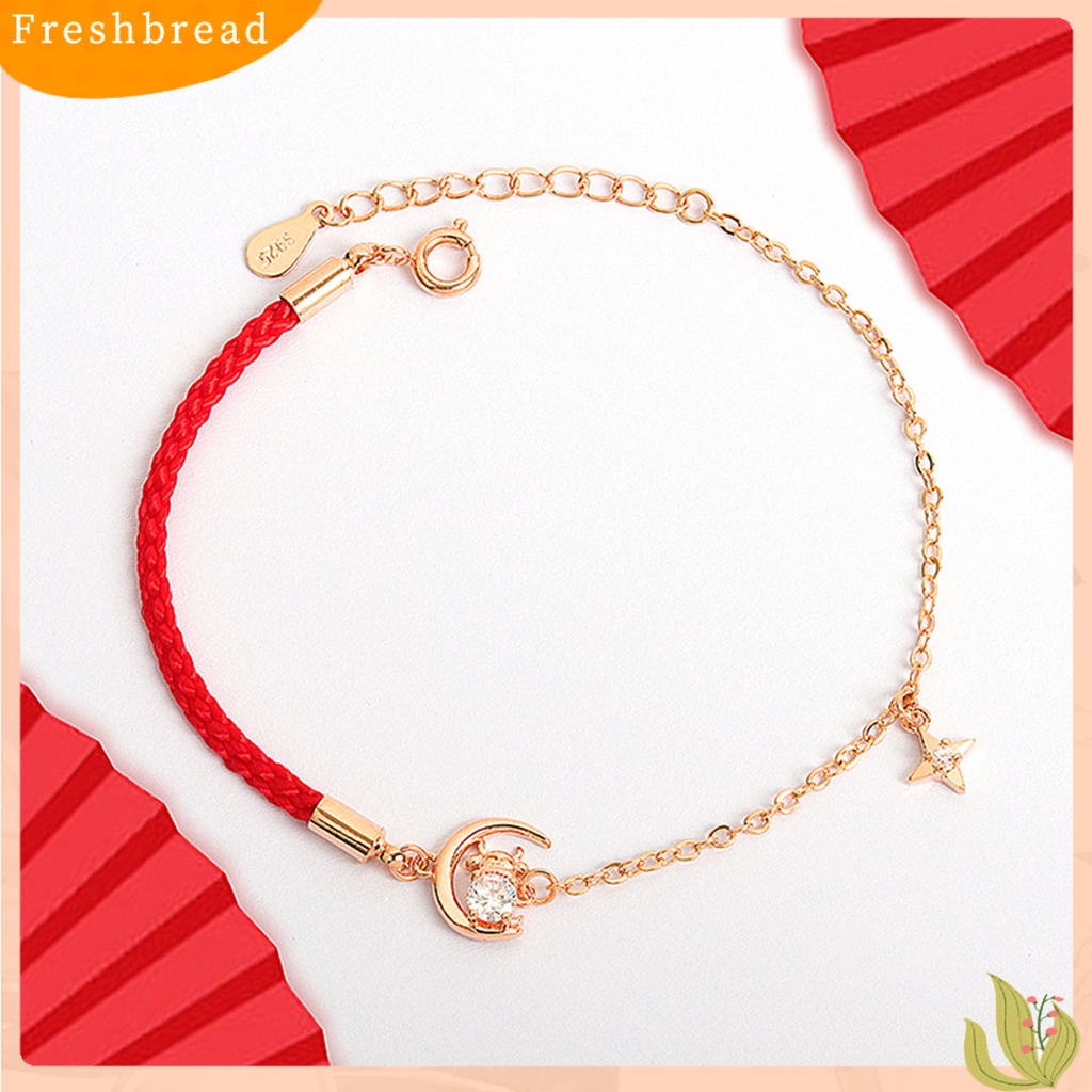 &lt; Freshbread &gt; Tali Merah Braided Bangle Desain Sapi Gelang Rantai Adjustable Wanita Fashion Perhiasan Hadiah Untuk Pesta