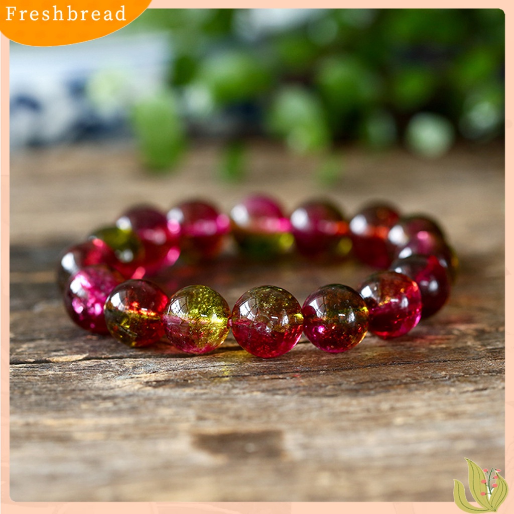 &lt; Freshbread &gt; Wanita Gelang Faux Watermelon Tourmaline Beads Jewelry Vintage Gelang Elastisitas Yang Bagus Untuk Pesta