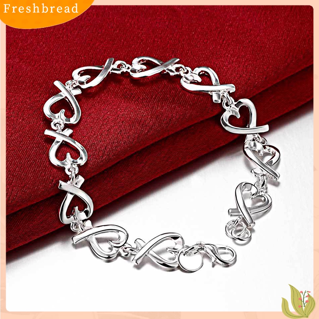 &lt; Freshbread &gt; Gelang Bentuk Hati Ringan-Berat Warna Silver 21cm Wanita Perhiasan Rantai Untuk Pesta