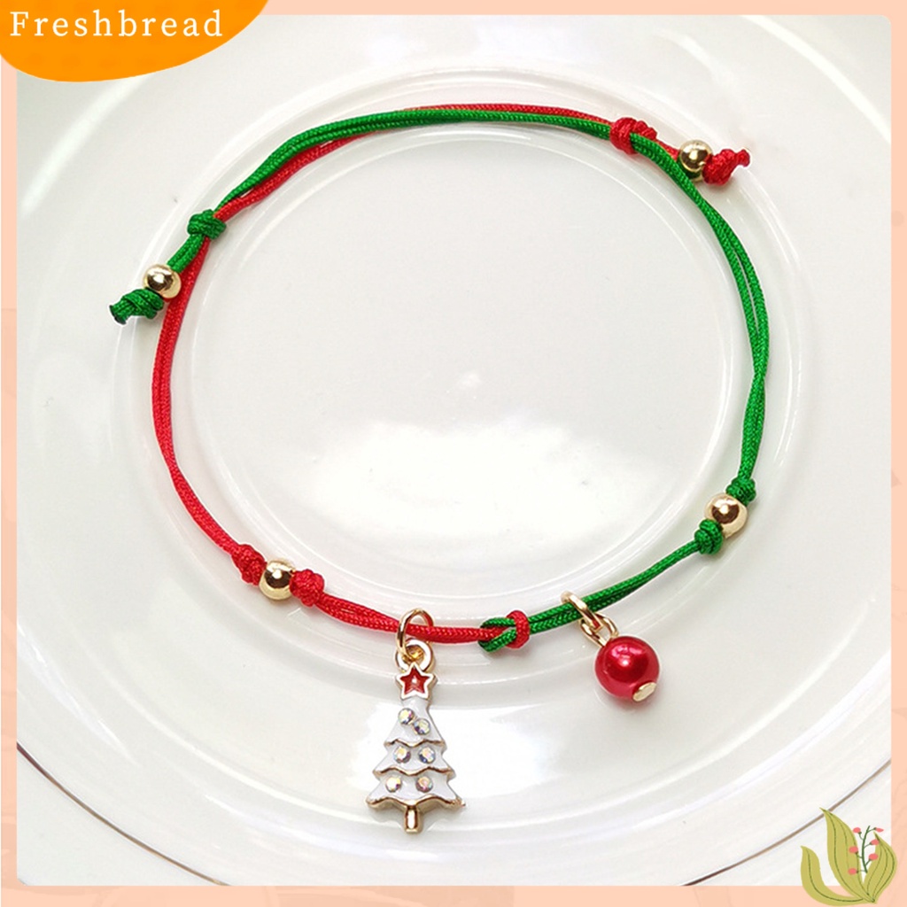 &lt; Freshbread &gt; Gelang Natal Santa Claus Rajut Tangan Unisex Pohon Elk Snowflake Bracelet Untuk Natal