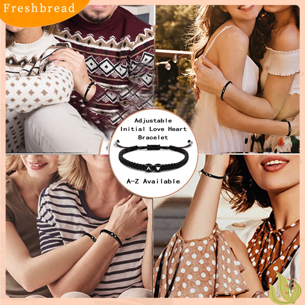 &lt; Freshbread &gt; Gelang Tali Dikepang Adjustable Slip-on Handmadeed Waterproof Alphabet Bracelet Properti Foto