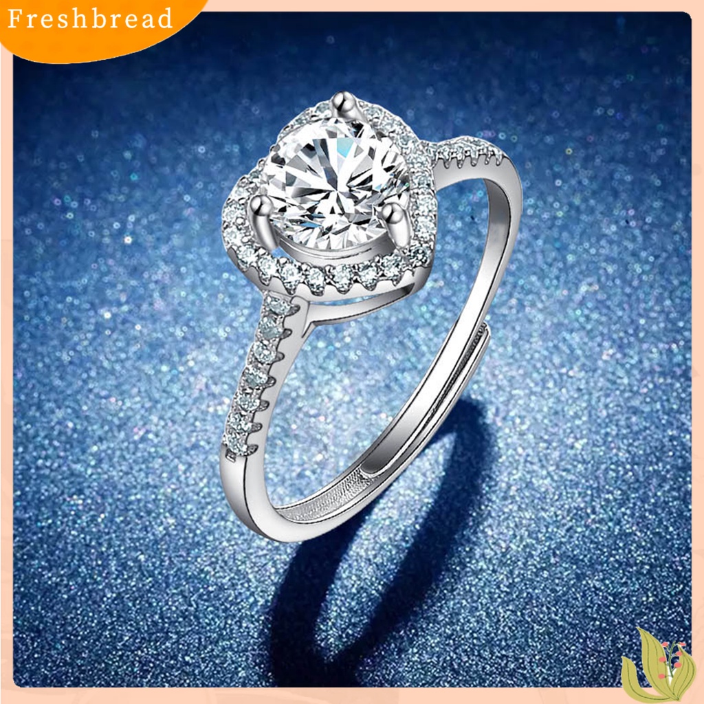 &lt; Freshbread &gt; Cincin Wanita Bentuk Hati Cubic Zirconia Perhiasan Cincin Jari Bersinar Untuk Pesta Pernikahan Prom Banquet