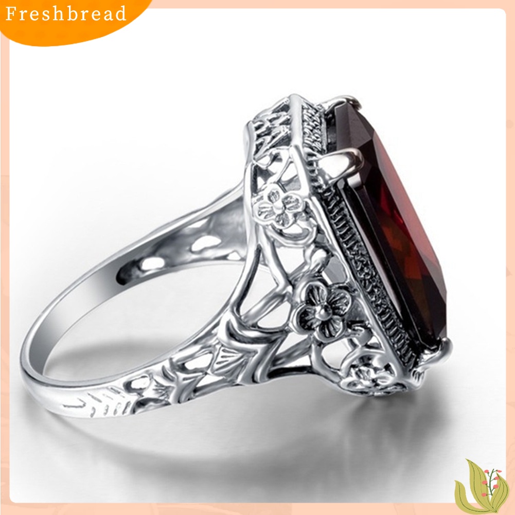 &lt; Freshbread &gt; Vintage Merah Berlian Imitasi Pernikahan Pertunangan Pengantin Jari Cincin Perhiasan Hadiah