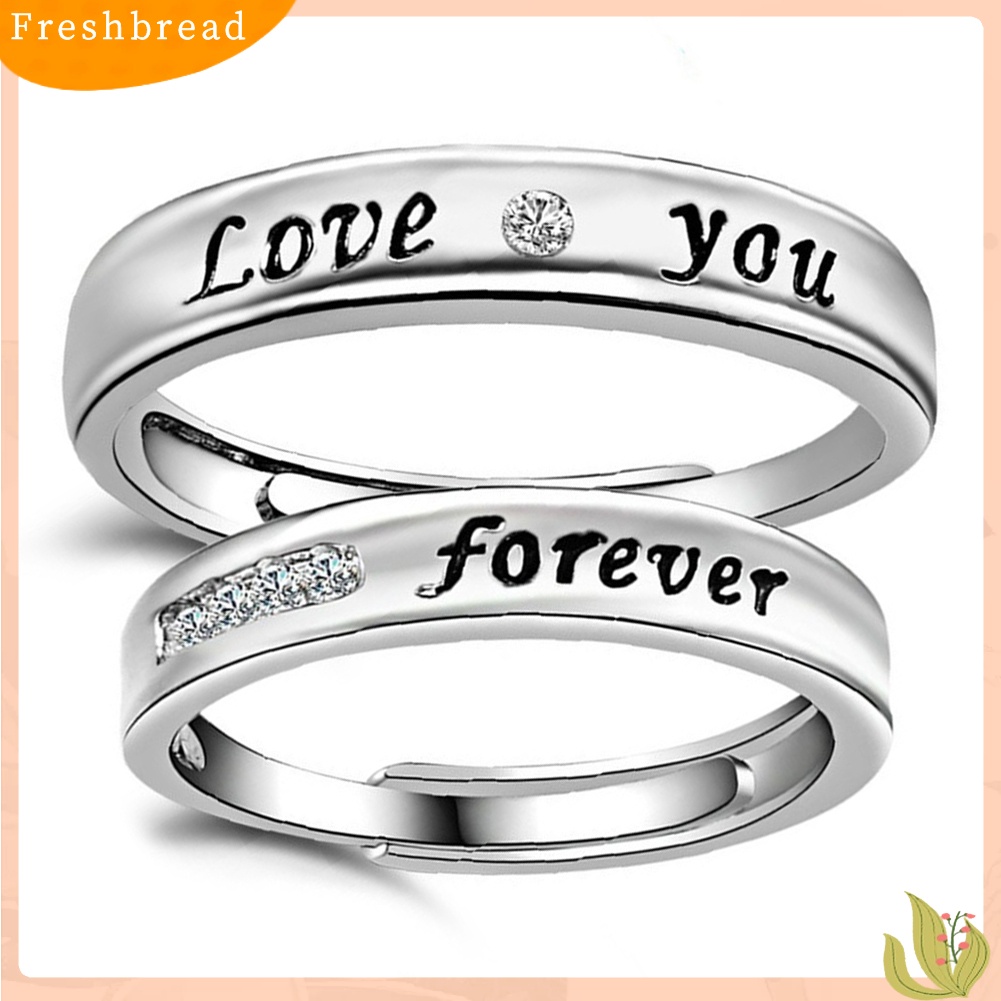 &lt; Freshbread &gt; Love You Forever Berlian Imitasi Kekasih Pasangan Janji Jari Cincin Set Perhiasan Hadiah