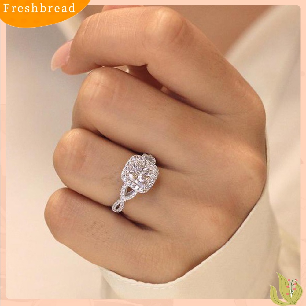 &lt; Freshbread &gt; Mewah Wanita Putri Potong Cubic Zirconia Pernikahan Pertunangan Cincin Perhiasan Hadiah