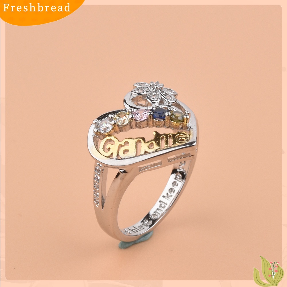 &lt; Freshbread &gt; Surat Nenek Berongga Cinta Hati Berlian Imitasi Jari Cincin Perhiasan Hadiah Ulang Tahun