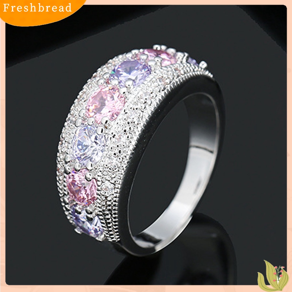 &lt; Freshbread &gt; Paduan Wanita Cincin Electroplating Hias Kristal Imitasi Jari Cincin Perhiasan Aksesoris