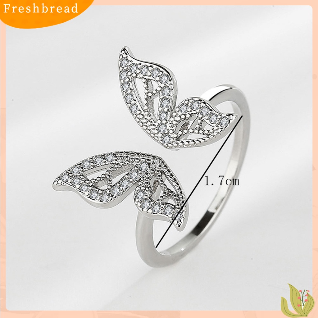 &lt; Freshbread &gt; Wanita Cincin Geometris Berlian Imitasi Mengkilap Hias Sparkling Adjustable Opening Hias Hadiah Butterfly Knuckle Ring Charm Perhiasan Untuk Pacaran