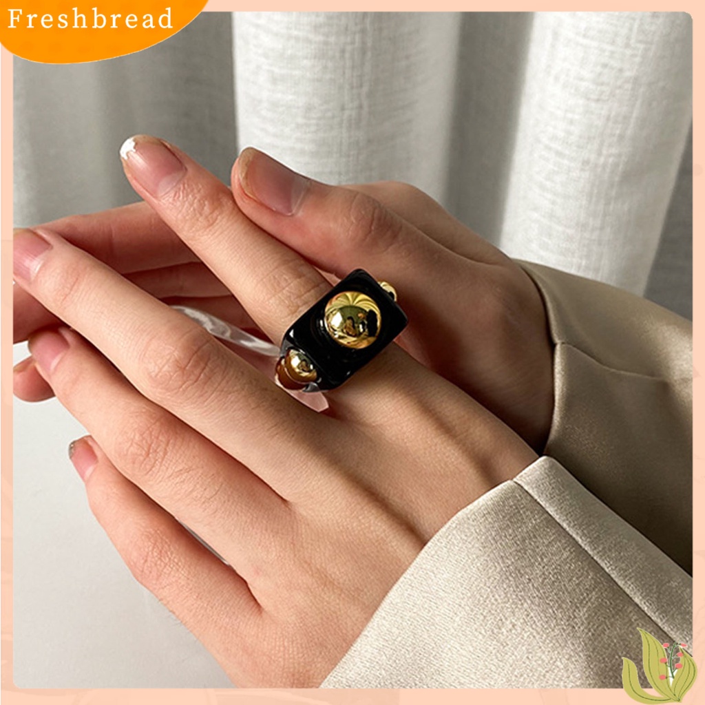 &lt; Freshbread &gt; Cincin Jari Geometris Trendy Wanita Semua Cocok Dengan Cincin Bola Logam Untuk Pesta