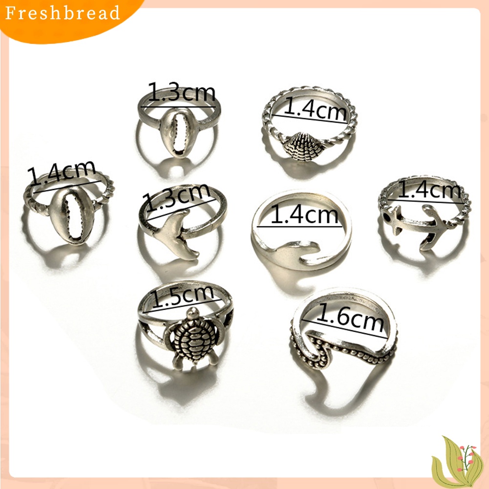 &lt; Freshbread &gt; 8Pcs/Set Wanita Fashion Boho Turtle Knuckle Ring Charming Gift Set Susun