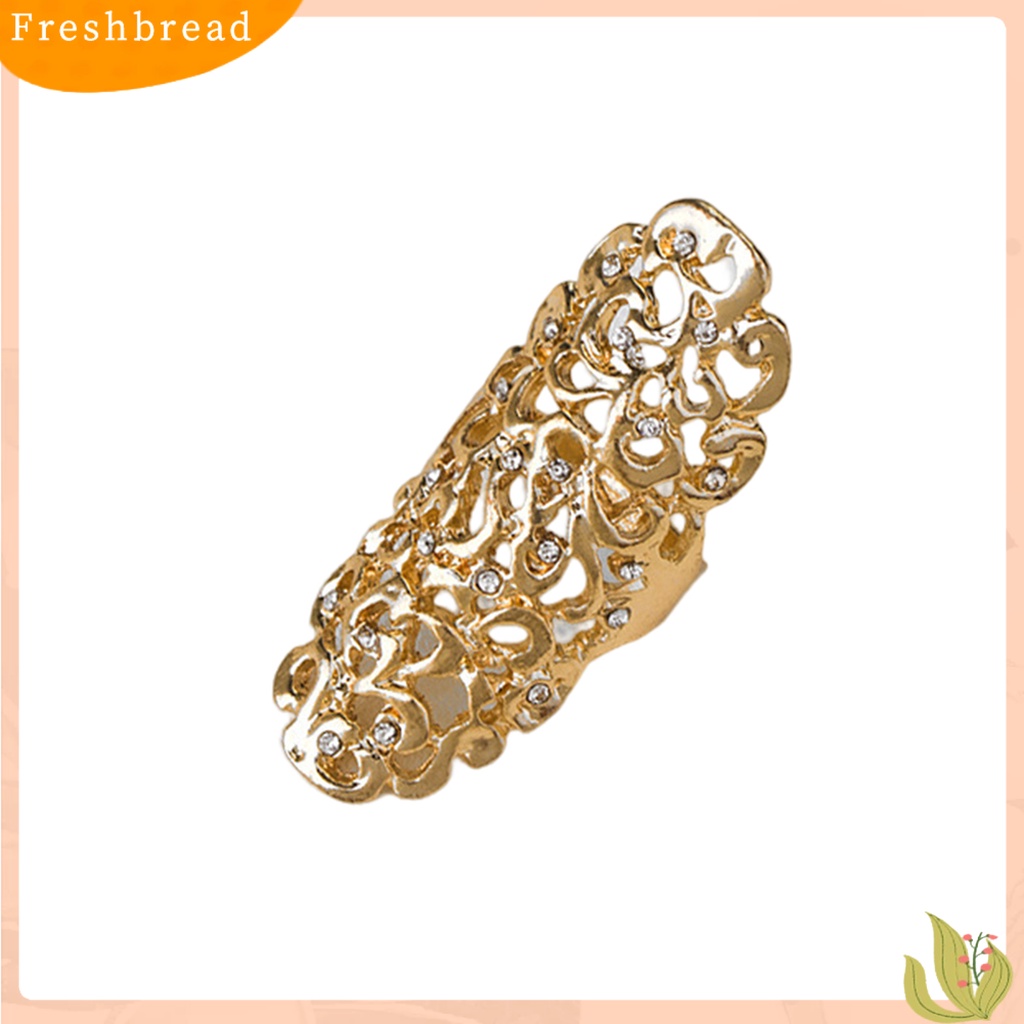 &lt; Freshbread &gt; Knuckle Ring Vintage Berlebihan Berongga Keluar Geometris Berlian Imitasi Dekorasi Electroplating Fashion Retro Ukiran Cincin Panjang Perhiasan Aksesoris