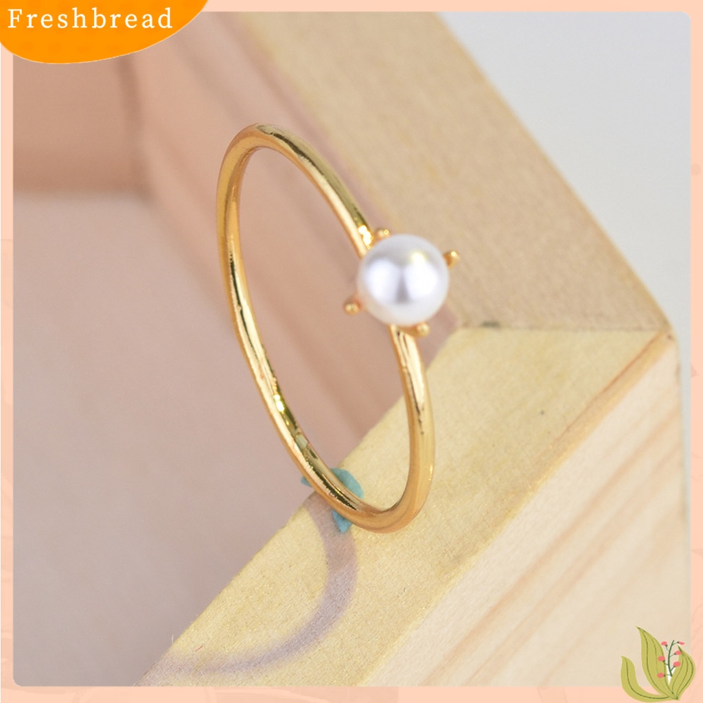 &lt; Freshbread &gt; Cincin Wanita Cincin Jari Mutiara Imitasi Hias Menarik Untuk Pertunangan