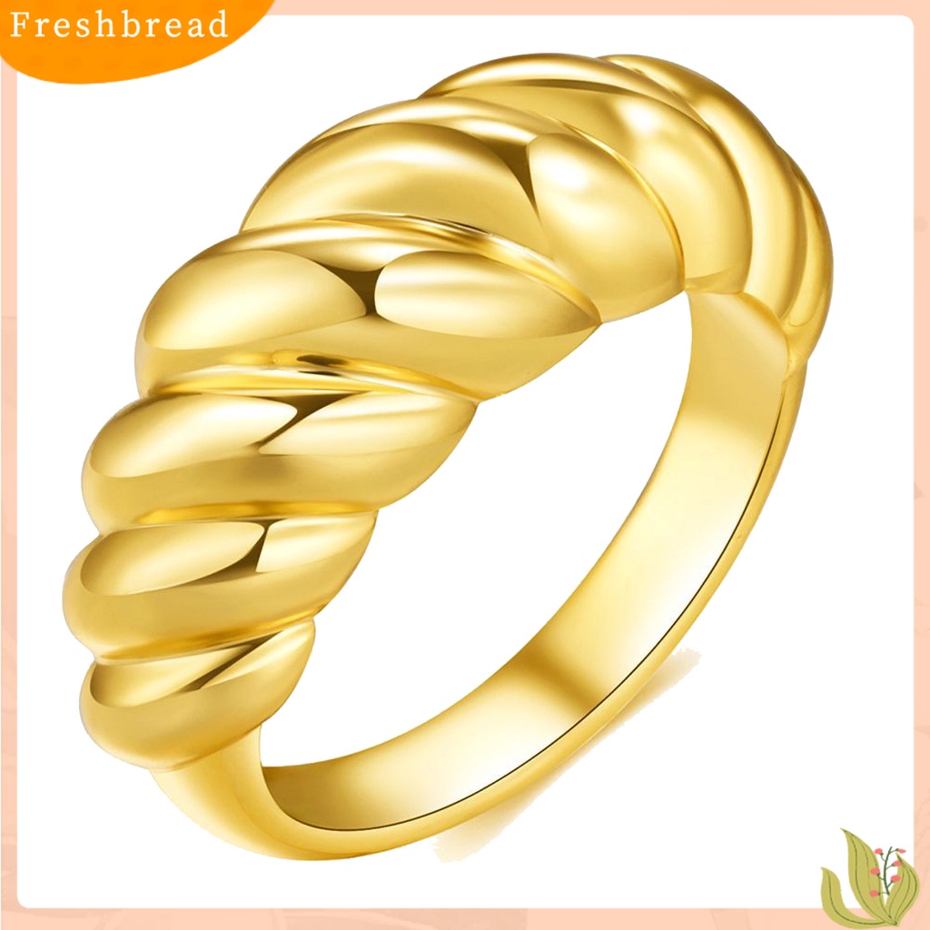 &lt; Freshbread &gt; Cincin Unisex Bentuk Melintir Perhiasan Lapis Simple Unisex Anti Karat Untuk Pesta