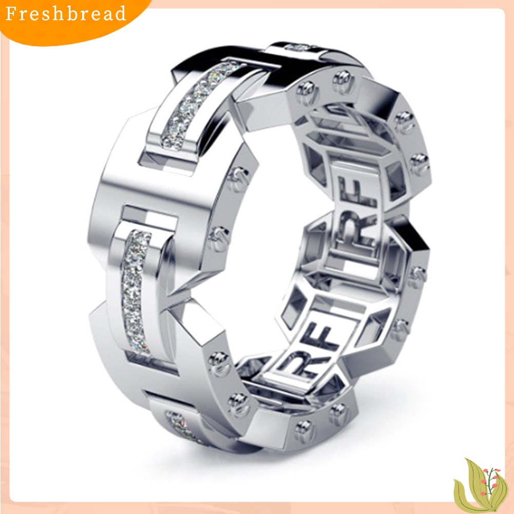 < Freshbread > Pria Wanita Berlian Imitasi Mengkilap Bertatahkan Jari Cincin Pertunangan Pernikahan Perhiasan Hadiah