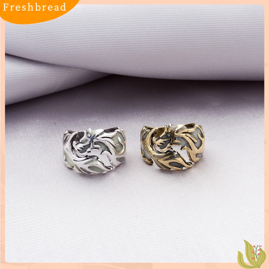 &lt; Freshbread &gt; Cincin Luminous Cincin Berbentuk Naga Pria Paduan Anti Karat Berkilau Untuk Pelajar