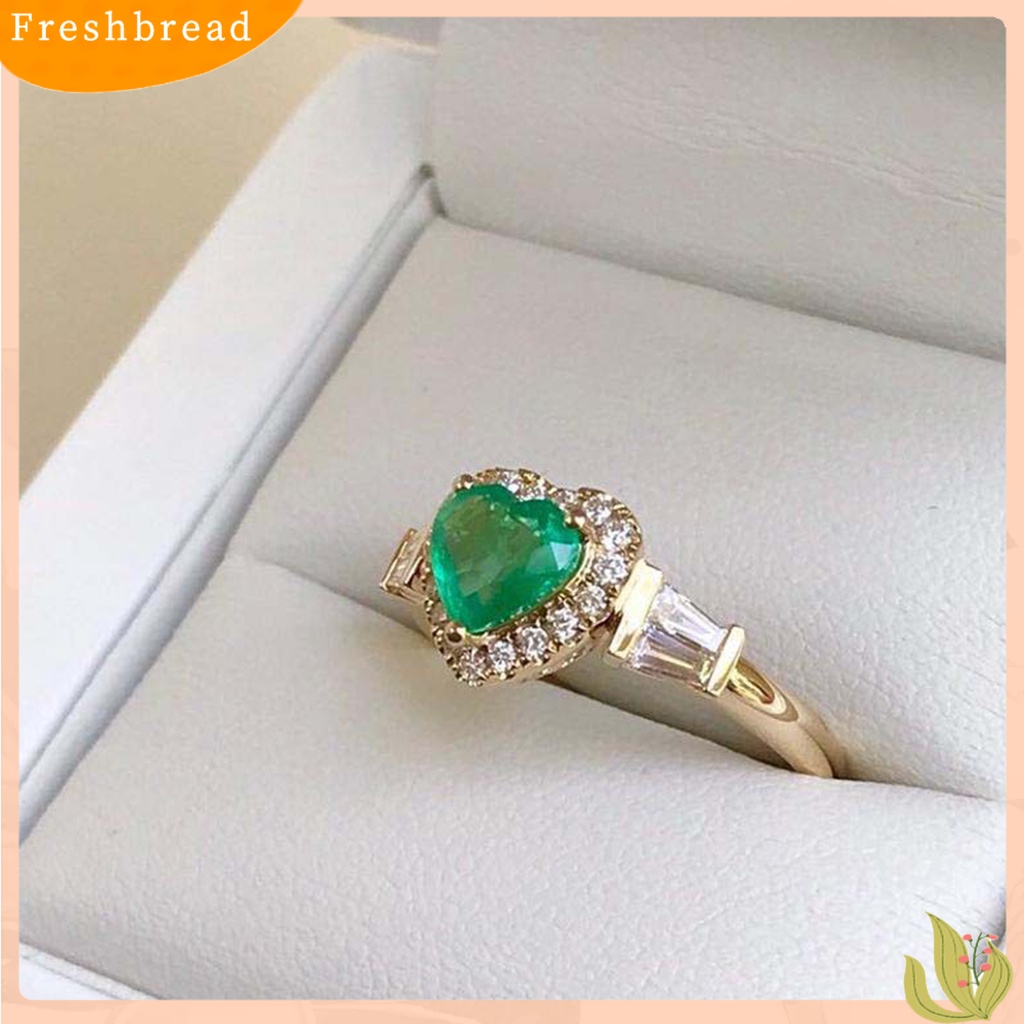 &lt; Freshbread &gt; Cincin Kawin Cantik Electroplating Retro Hadiah Cinta Emas Hati Berlian Imitasi Jari Cincin Perhiasan Fashion