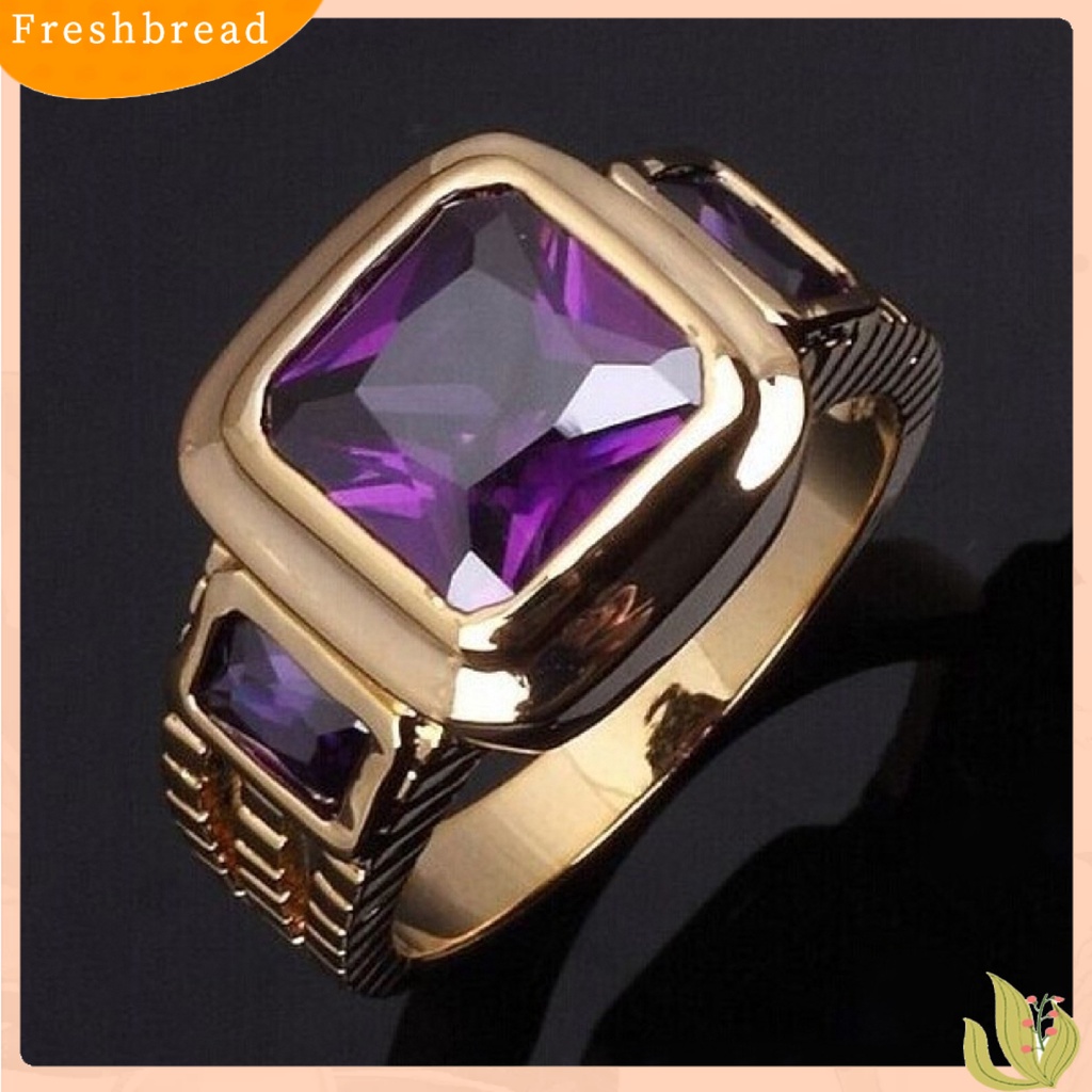 &lt; Freshbread &gt; Cincin Bentuk Persegi 4warna Cincin Pria Bisnis Bahan Stainless Steel Untuk Kehidupan Sehari-Hari