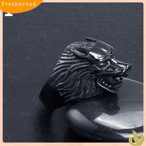 &lt; Freshbread &gt; 1Pc Man Vintage Serigala Kepala Gigi Bentuk Punk Jari Buku Jari Keren Cincin Perhiasan