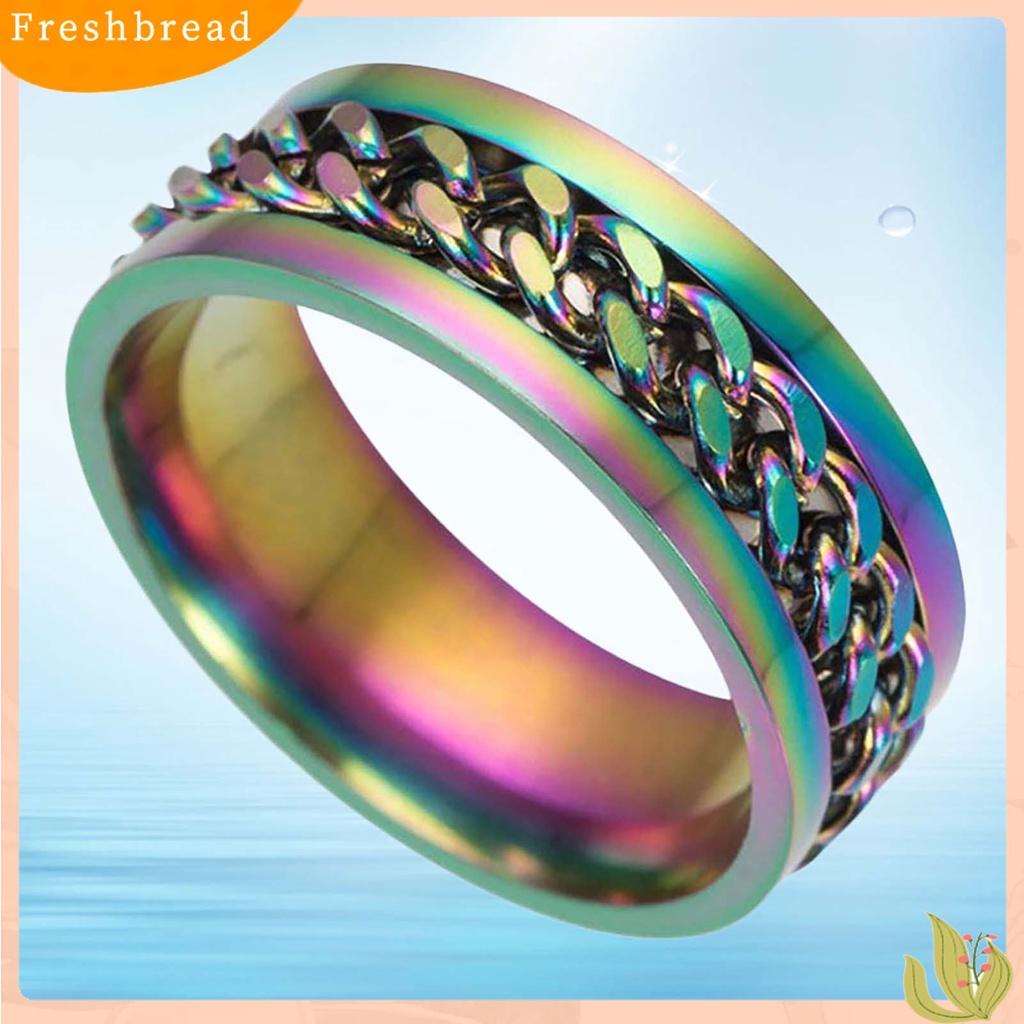 &lt; Freshbread &gt; Rantai Rotatable Chain Glittering Perhiasan Hadiah Pria Jari Cincin Untuk Club