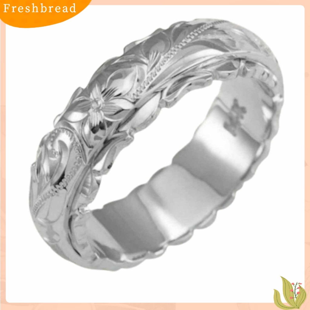 &lt; Freshbread &gt; Wedding Band Tangan Ukir Vintage Alloy Wanita Bunga Mawar Cincin Pertunangan