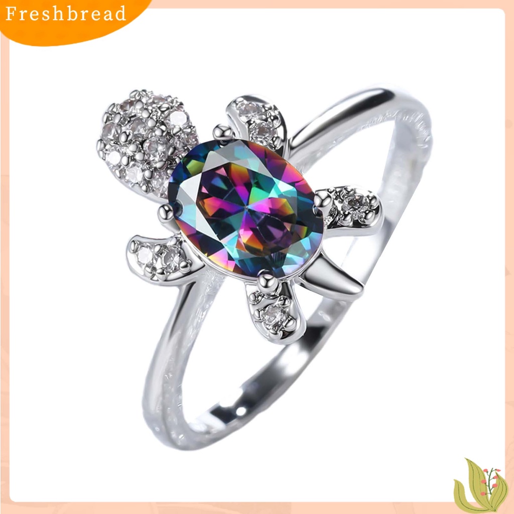 &lt; Freshbread &gt; Cincin Couple Bentuk Kura Berlian Imitasi Perhiasan Cincin Kilau Terang Indah Untuk Tunangan