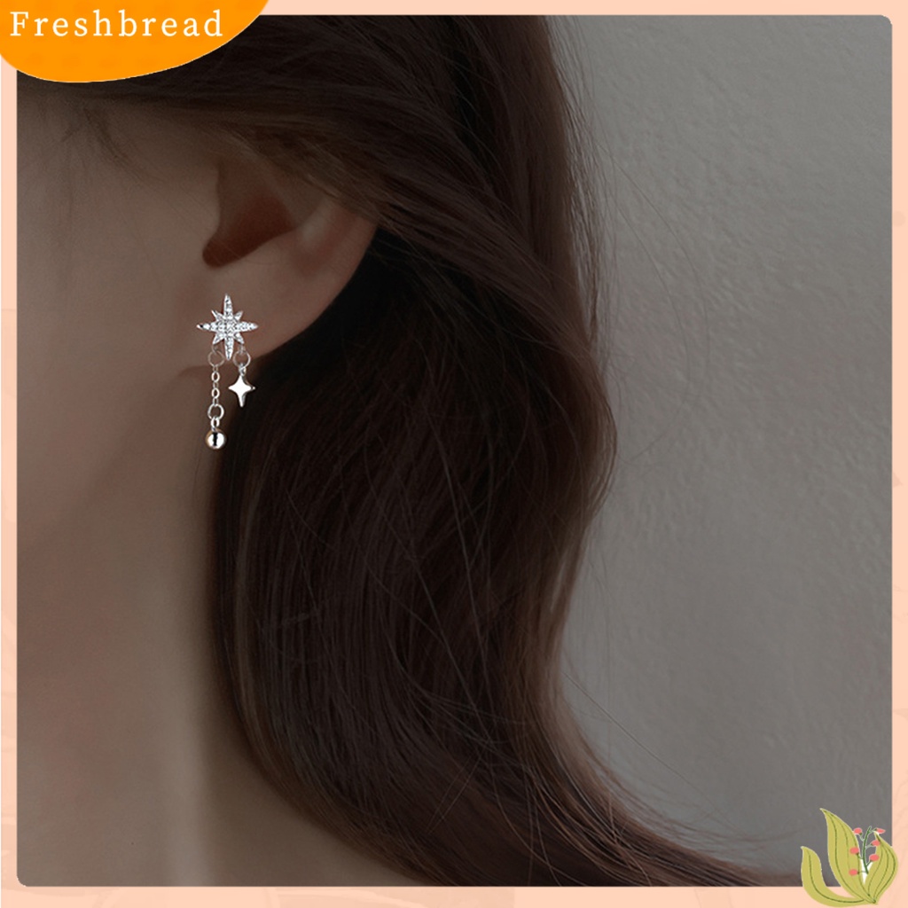 &lt; Freshbread &gt; 1Pc Anting Wanita Bintang Bola Bulat Perhiasan Gaya Korea Berlian Imitasi Stud Earring Untuk Pesta Perjamuan Pernikahan Prom