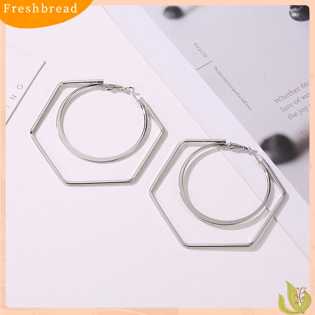 &lt; Freshbread &gt; 1pasang Unik Wanita Berlebihan Geometri Putaran Besar Hexagon Drop Earring Perhiasan Aksesori Untuk Belanja