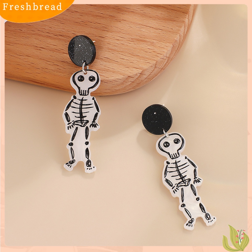 &lt; Freshbread &gt; 1pasang Anting Halloween Hantu Halus Akrilik Graffiti House Pendant Stud Earrings Untuk Halloween