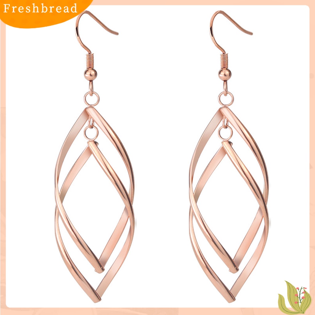 &lt; Freshbread &gt; 1pasang Anting Kait Spirals Belah Ketupat Perhiasan Halus Tahan Lama Drop Earrings Untuk Pakaian Sehari-Hari