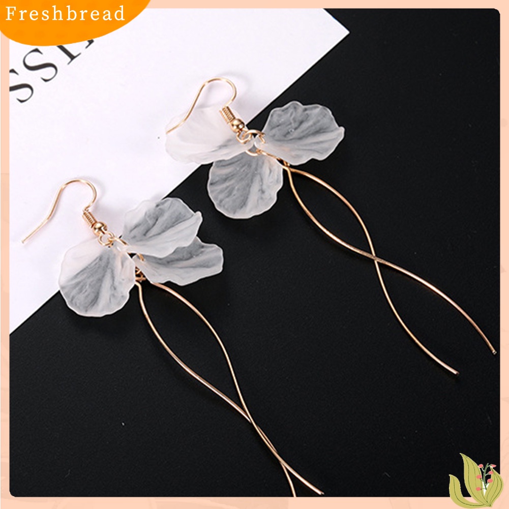 &lt; Freshbread &gt; Anting Kait Fashion Anting Desain Menjuntai Panjang Bentuk Kelopak Elegan Untuk Wanita