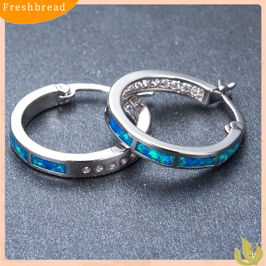 &lt; Freshbread &gt; Anting Dainty Berlian Imitasi Hias Bentuk Lingkaran Anting Hoop Alloy Untuk Pesta