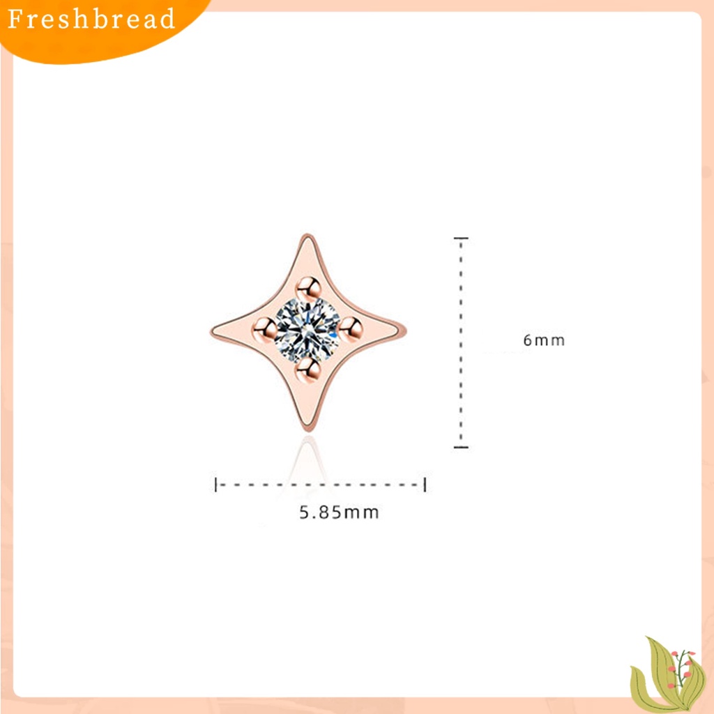 &lt; Freshbread &gt; 1pasang Wanita Ear Studs Bentuk Pentagram Pengerjaan Halus Semua Pertandingan Shiny Gaya Sederhana Canggih Petite Star Earrings Aksesoris Populer