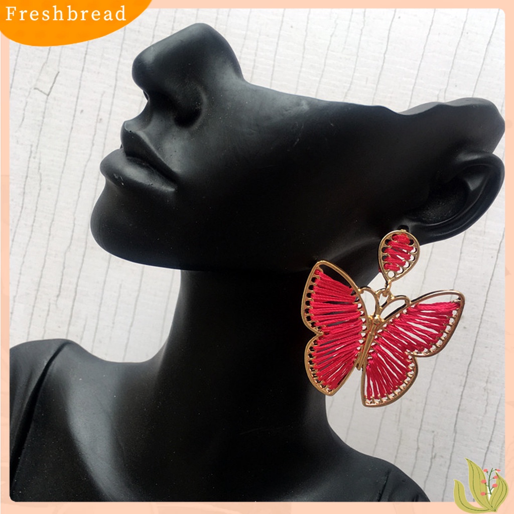 &lt; Freshbread &gt; 1pasang Drop Earring Indah Elegan Gaya Boho Warna-Warni Desain Kupu-Kupu Anting Wanita Untuk Pacaran