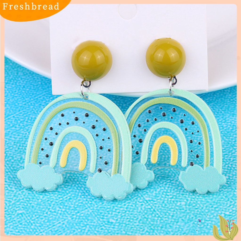 &lt; Freshbread &gt; 1pasang Anting Tusuk Lucu Bebas Alergi Akrilik Desain Kreatif Awan Pelangi Anting Menjuntai Untuk Perempuan