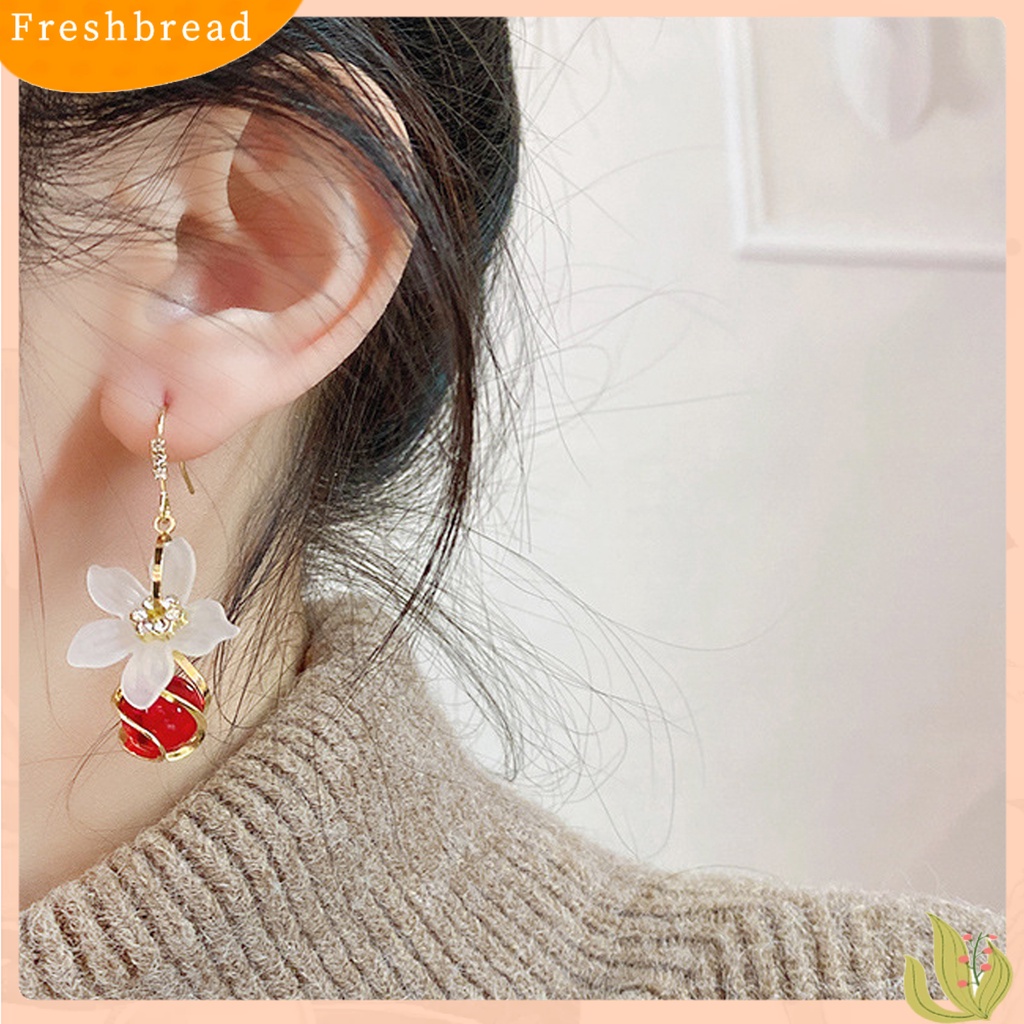 < Freshbread > 1pasang Anting Menjuntai Elegan Temperamental Indah Hias Meriah Wanita Manik-Manik Rumbai Liontin Anting Perhiasan Untuk Pacaran