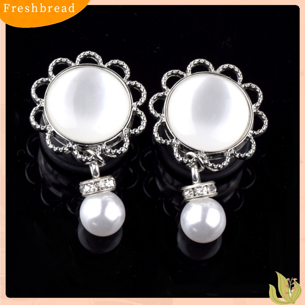 &lt; Freshbread &gt; 1Pc Lady Bunga Mutiara Imitasi Menjuntai Telinga Terowongan Expander Plug Piercing Perhiasan Hadiah