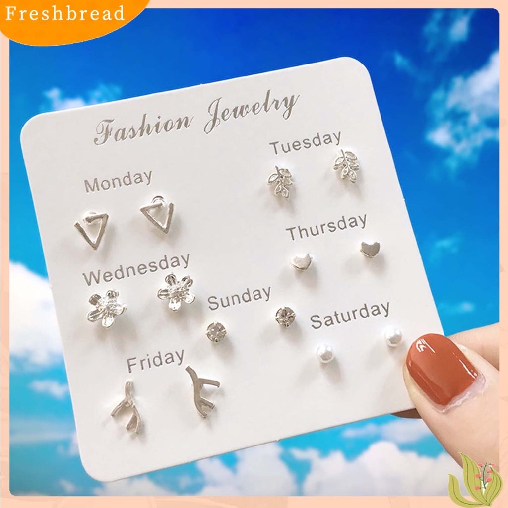 &lt; Freshbread &gt; Anting Tusuk Telinga Tema Minggu Perhiasan Fashion Anting Bintang Alloy Lucu Untuk Pesta