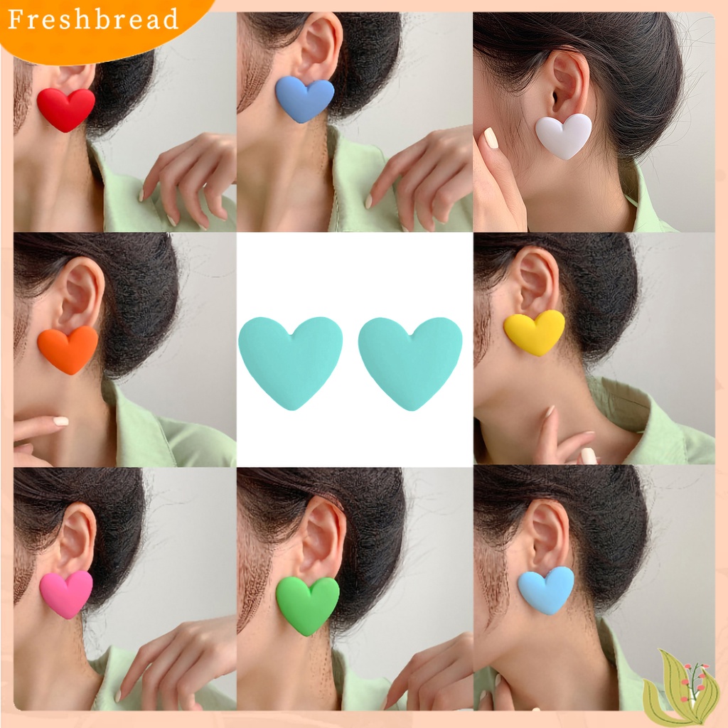 &lt; Freshbread &gt; 1pasang Anting Wanita Bentuk Hati Warna Permen Lady Gaya Korea Anting Tusuk Tahan Lama Untuk Pacaran