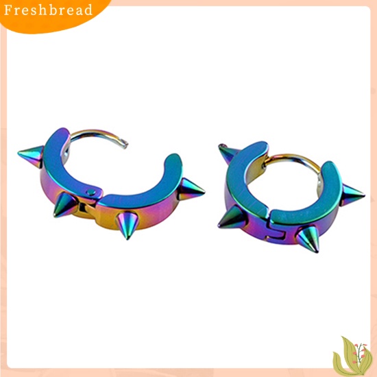 &lt; Freshbread &gt; Unisex Baja Titanium Punk Rivet Ear Studs Spike Hoop Huggie Piercing Earrings