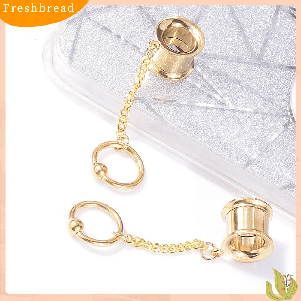 &lt; Freshbread &gt; 1Pc Wanita Cincin Rumbai Menjuntai Double Flare Ear Plug Tandu Piercing Perhiasan